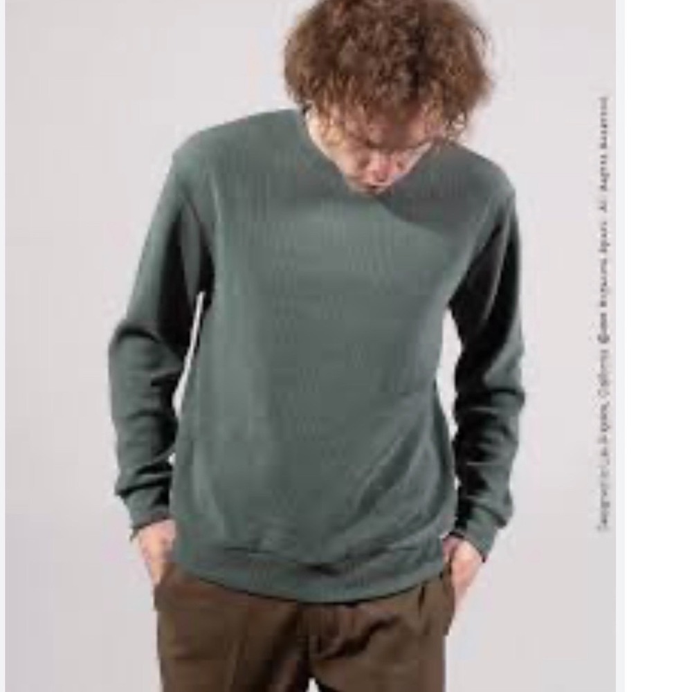 Negative Space Men's Green‎ CorduroyRibbed Crewneck Sweatshirt Large